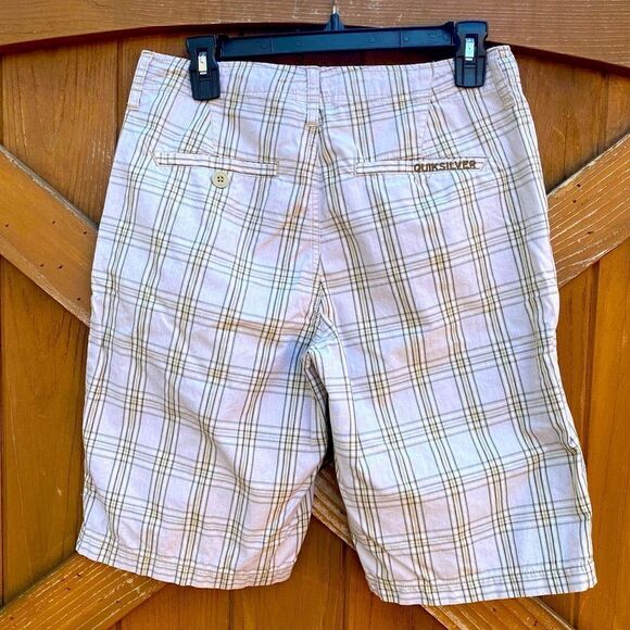 Quicksilver Green/Ivory Plaid Check Bermuda Shorts. Size 29. EUC! - Picture 2 of 4